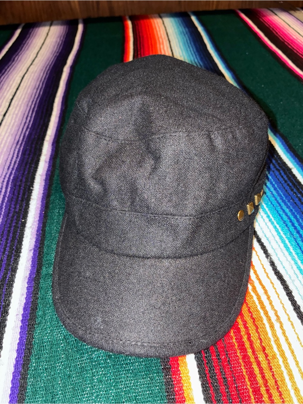 Candie’s Black Studded Military Cadet Hat Adjustable Y2K Grunge Emo